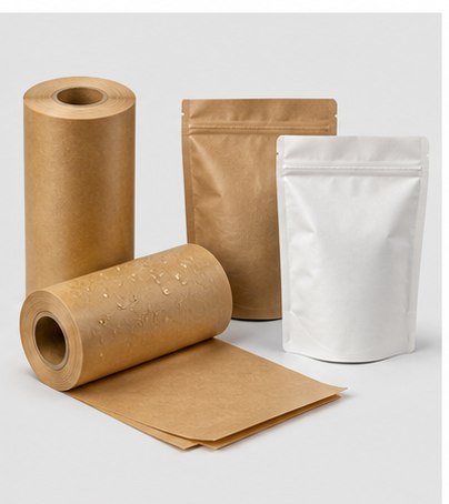 Output from paper pouch coating machine for pan masala